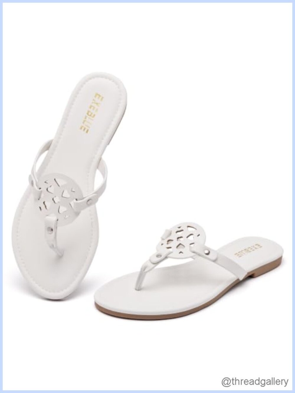Faux Leather Flip Flops Flat Thong Sandals Comfortable Cute Beach Casual